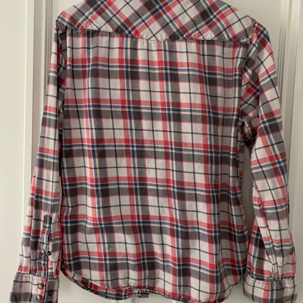 Jack’s Girlfriend red blue plaid flannel shirt S - Picture 3 of 3